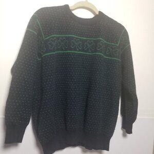 Vintage Women's Irish Wool Blarney Castle Shamrock Sweater Sz XL